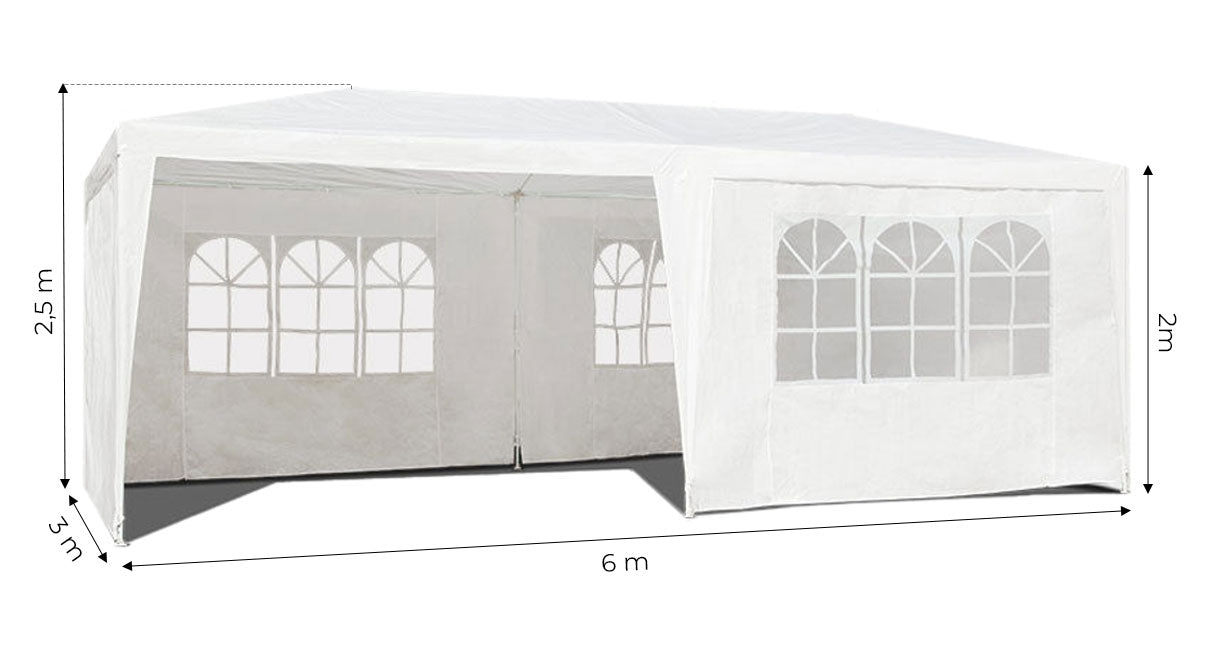 Commercial garden pavilion tent 3x6m + 6 walls