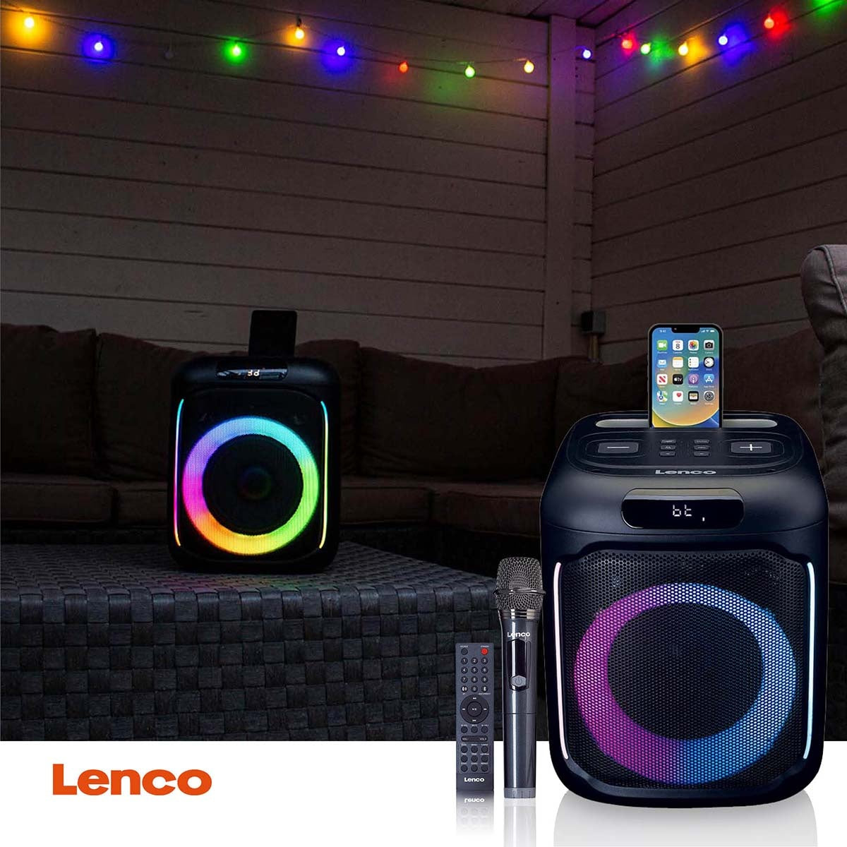 Compact IPX4 Bluetooth® Party Speaker with wireless microphone