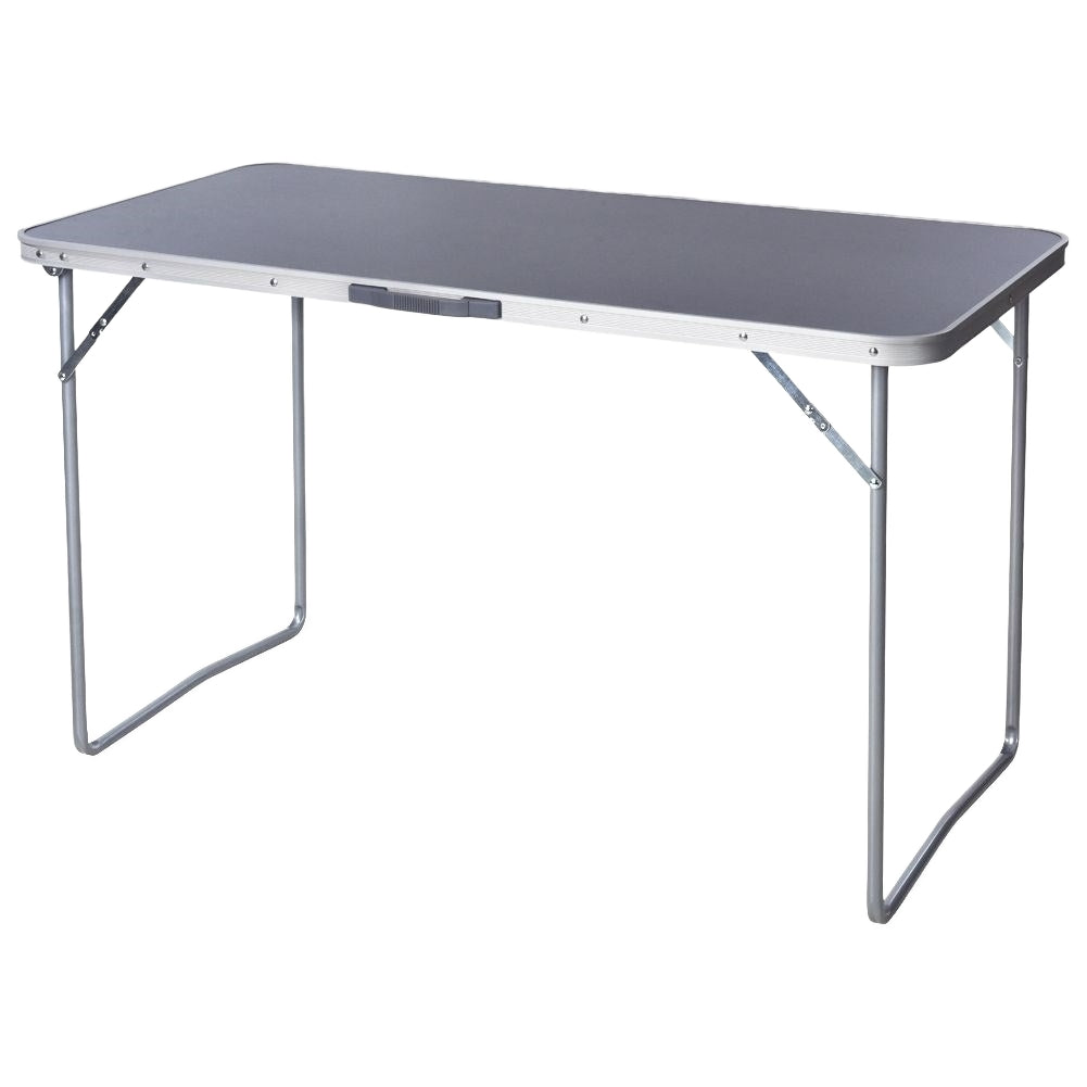 Compact and weatherproof camping table with metal legs
