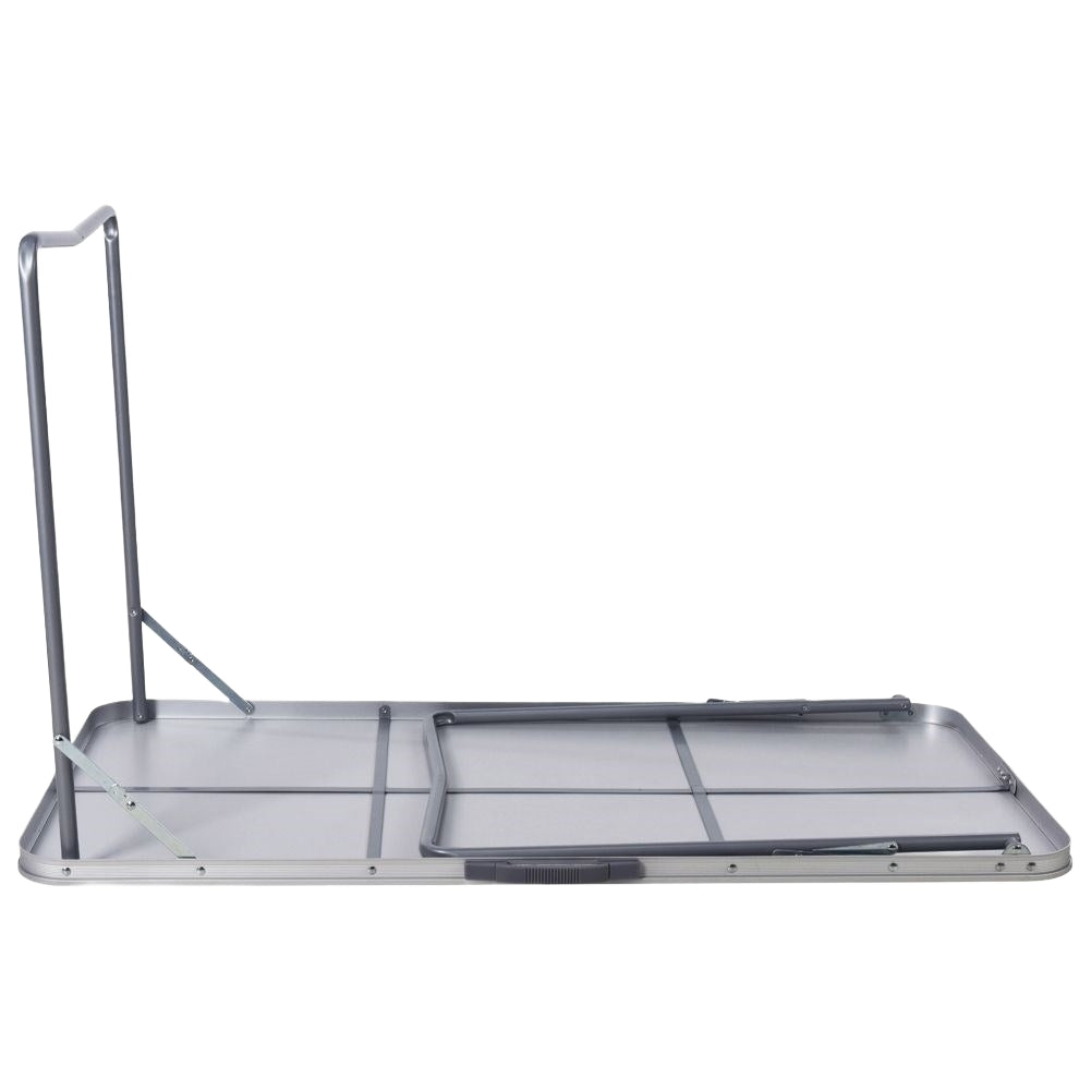 Compact and weatherproof camping table with metal legs