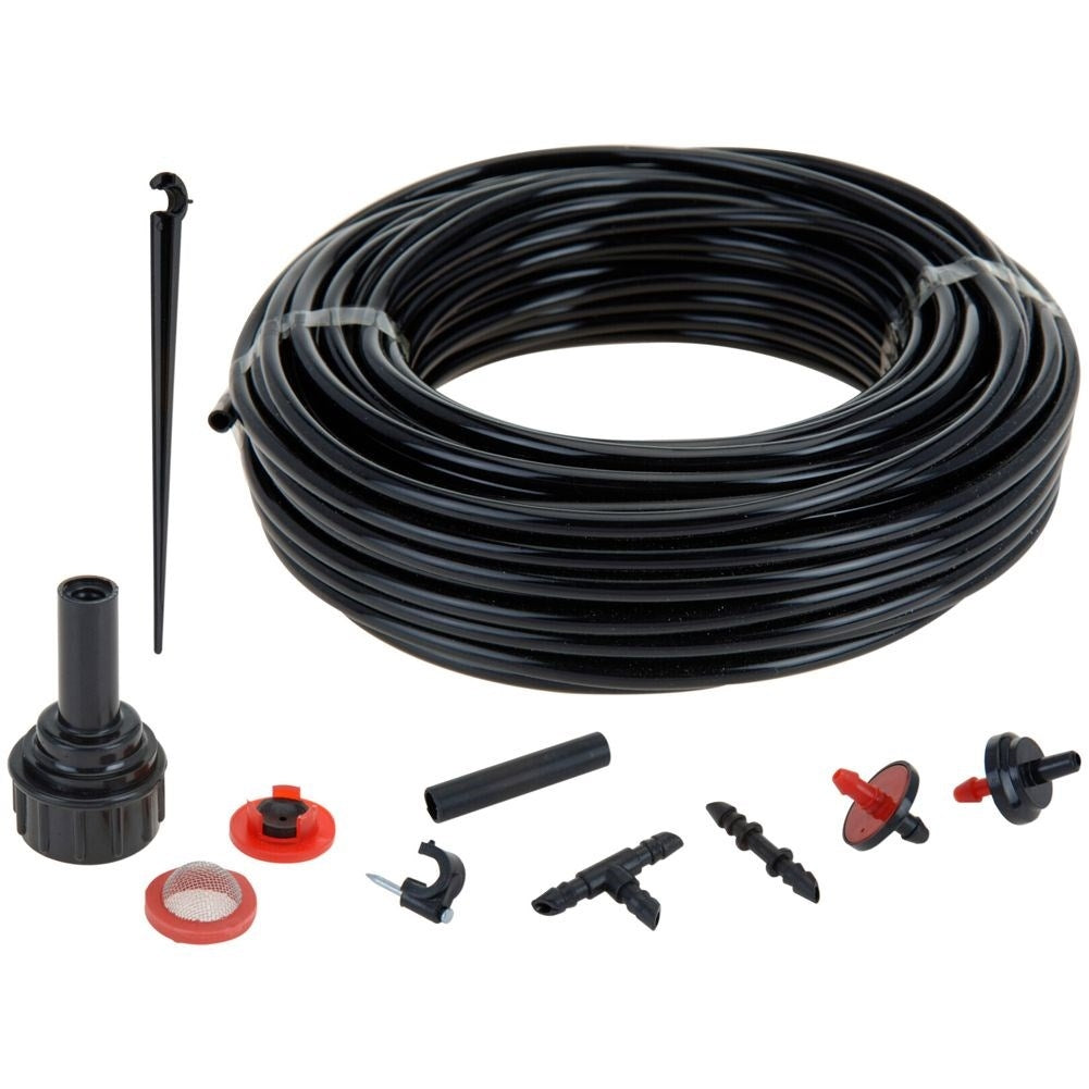 Complete irrigation system for flower beds, pots and greenhouses