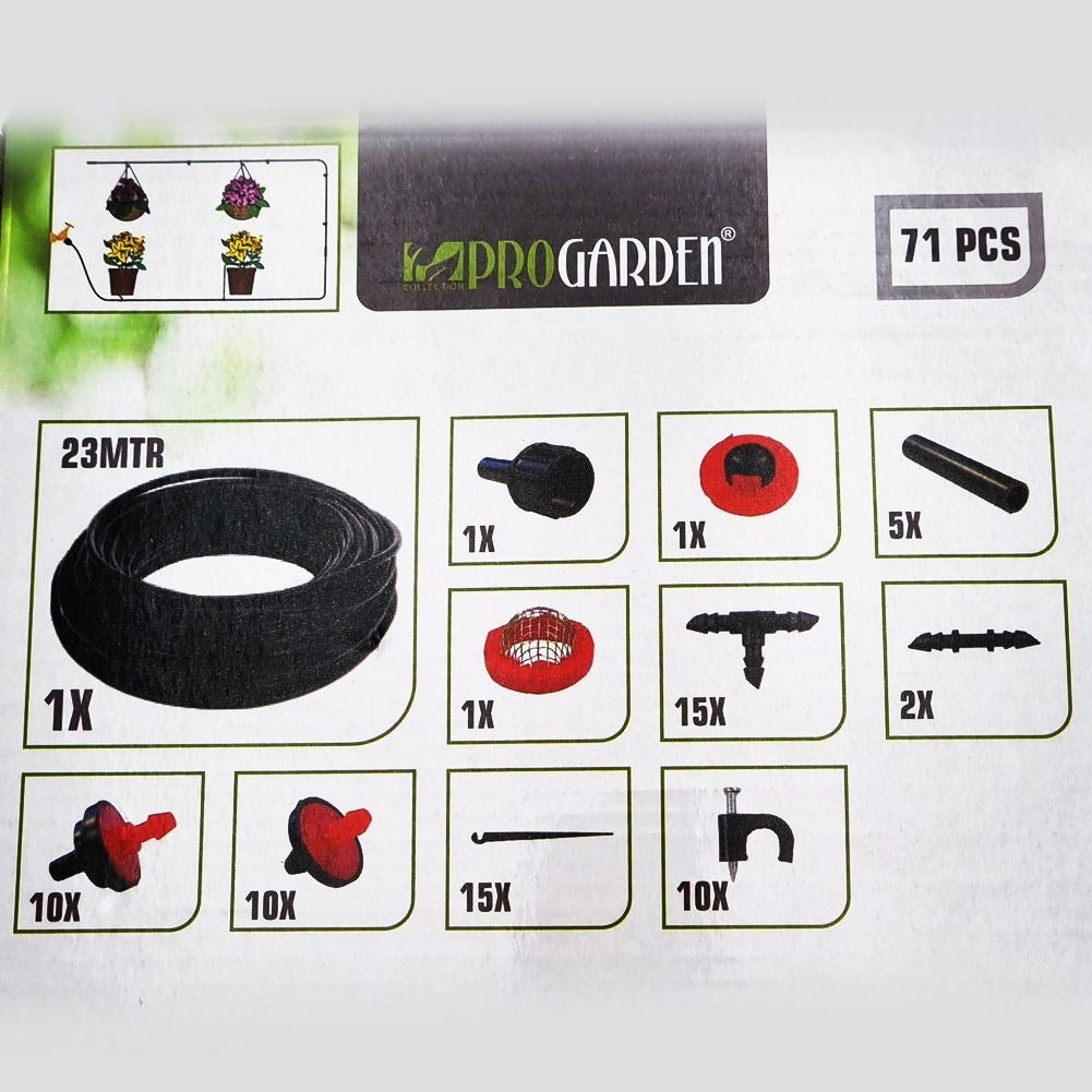 Complete irrigation system for flower beds, pots and greenhouses
