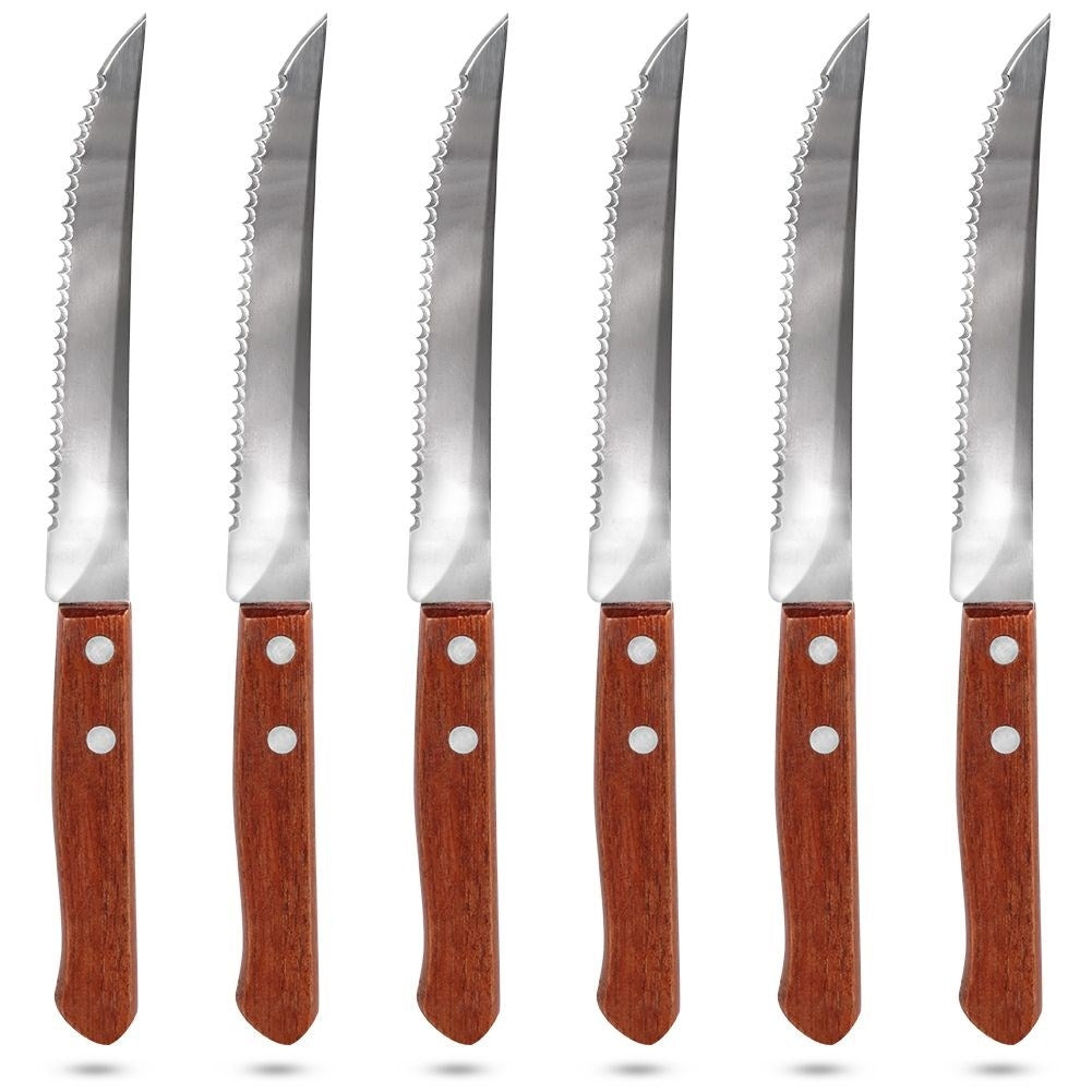 Complete set of six serrated blades for grilling