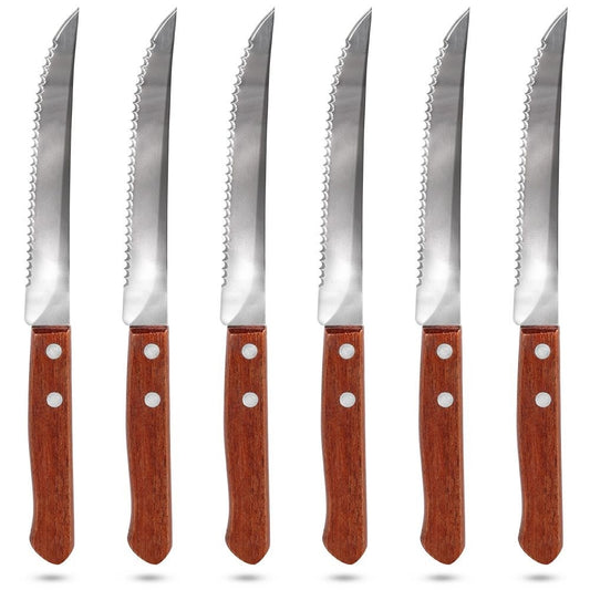 Complete set of six serrated blades for grilling