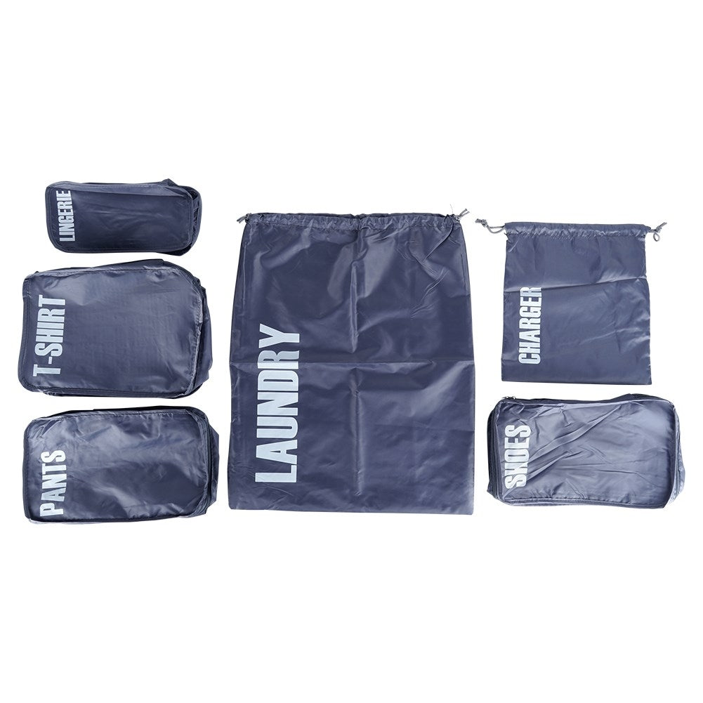 Complete set of travel organizers with six branded bags