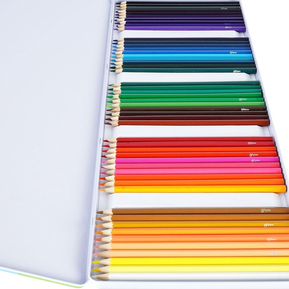Complete set with 50 intense colored pencils in a metal box