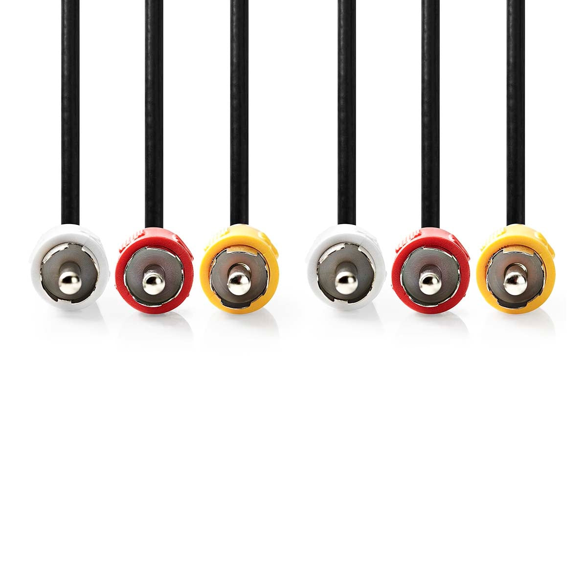 Composite Video Cable | 3x RCA Male | 3x RCA Male | Nickel Plated | 480p | 3.00 m | Round | PVC | Black | Plastic bag