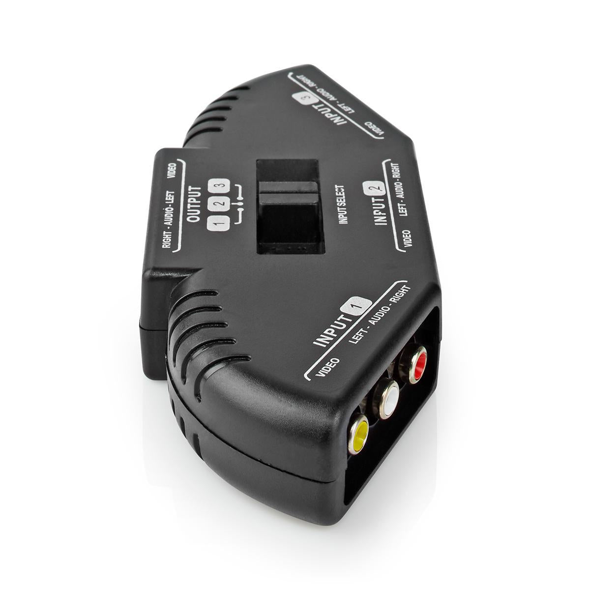 Composite Video Switch | 3-Port port(s) | Connection input: 3x Composite Video (RWY) | Connection output: 1x Composite Video (RWY) | 1024x576 | ABS | Black