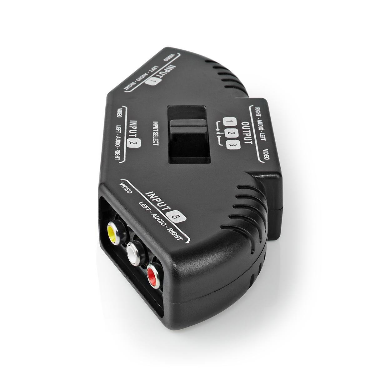 Composite Video Switch | 3-Port port(s) | Connection input: 3x Composite Video (RWY) | Connection output: 1x Composite Video (RWY) | 1024x576 | ABS | Black