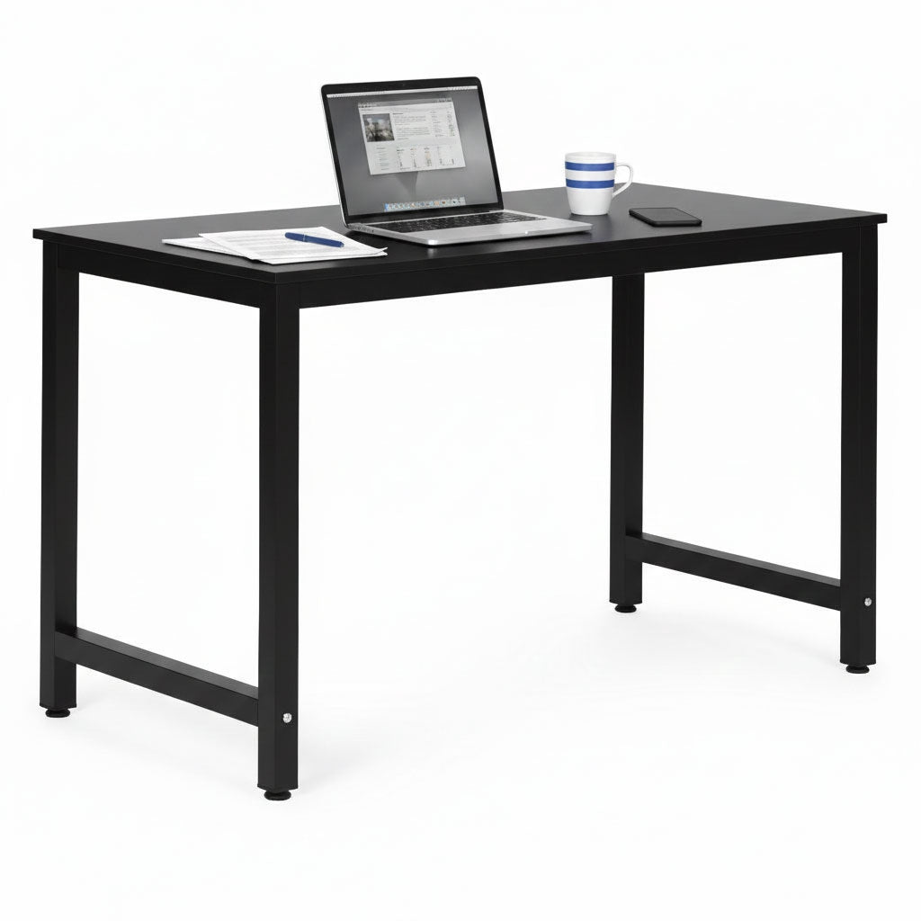 Computer Desk 120x60 cm, Black, MDF & Metal Frame