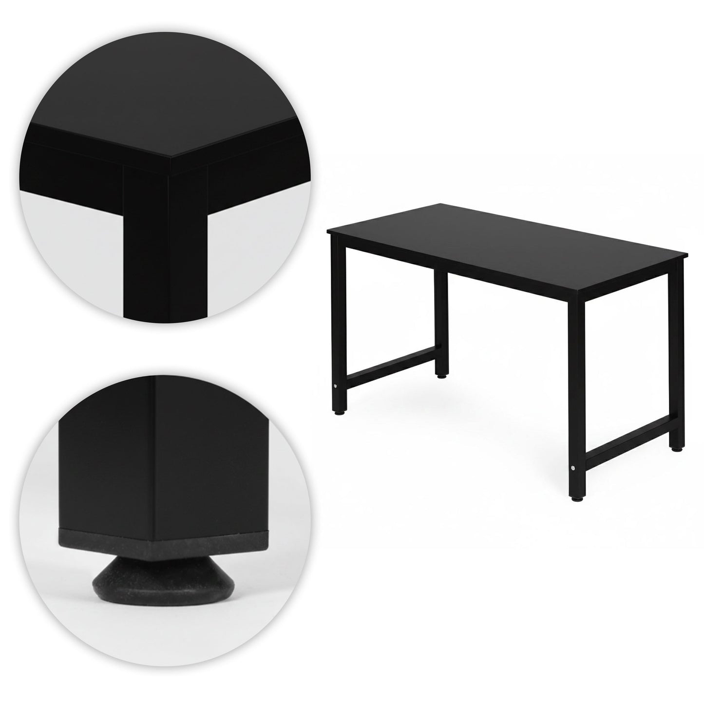 Computer Desk 120x60 cm, Black, MDF & Metal Frame