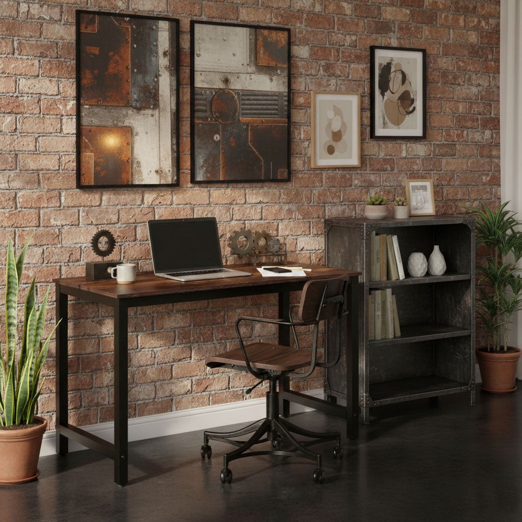 Computer Desk 120x60 cm MDF, Metal Frame, Adjustable Feet