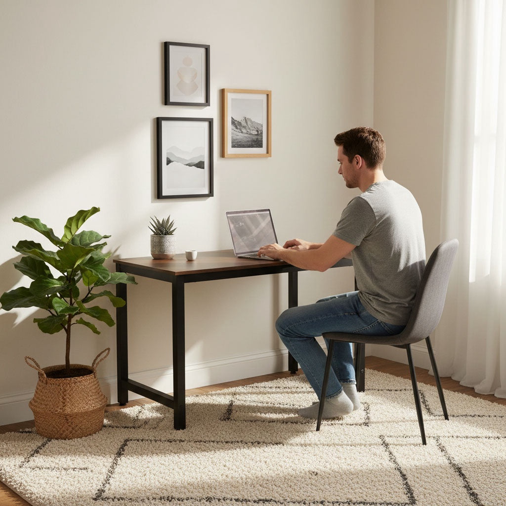 Computer Desk 120x60 cm MDF, Metal Frame, Adjustable Feet