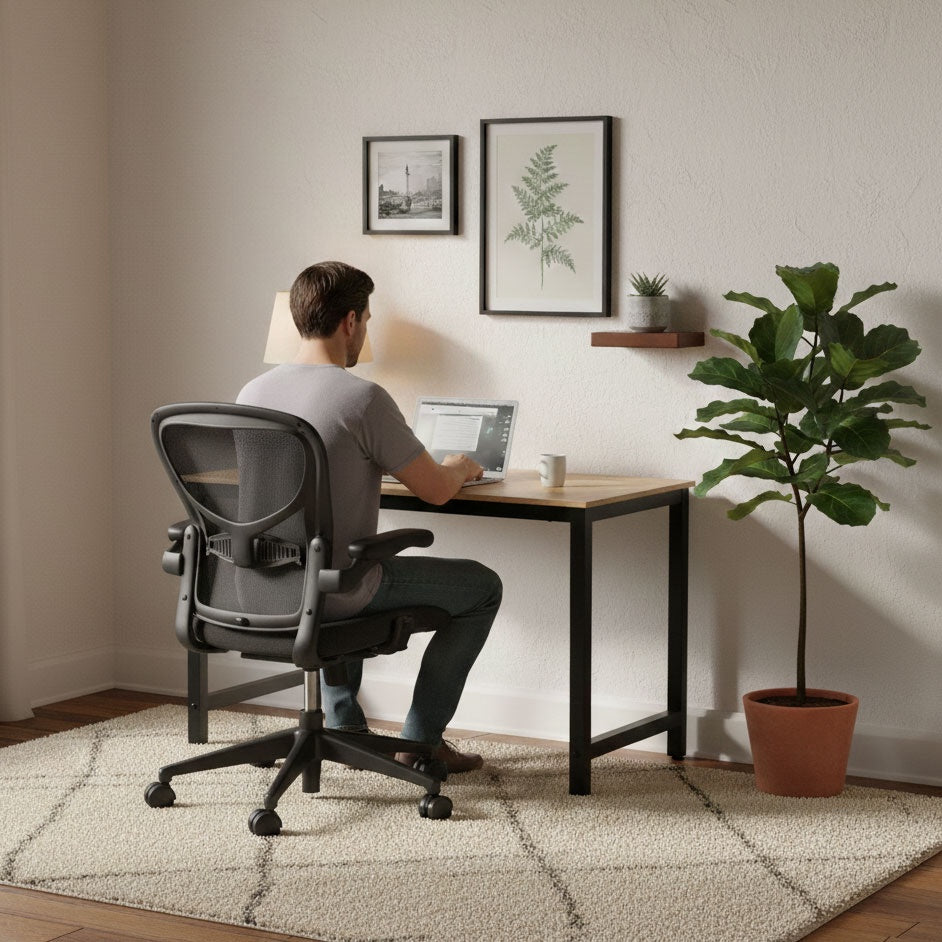 Computer Desk 120x60 cm MDF, Metal Frame, Adjustable Feet
