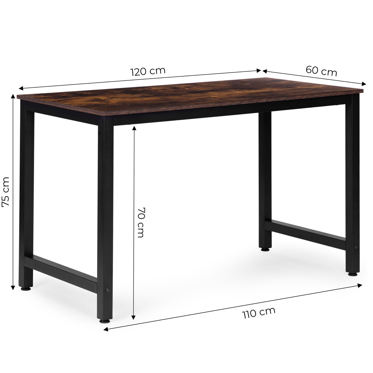 Computer Desk 120x60 cm MDF, Metal Frame, Adjustable Feet