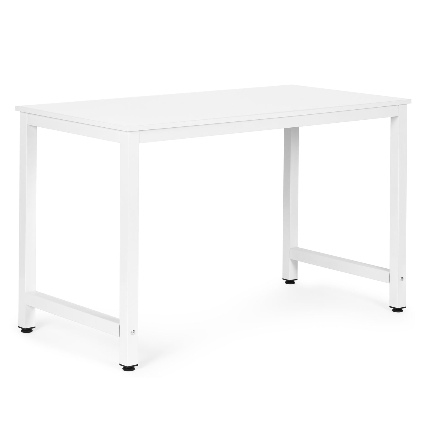 Computer Desk 120x60 cm, White MDF, Metal Frame