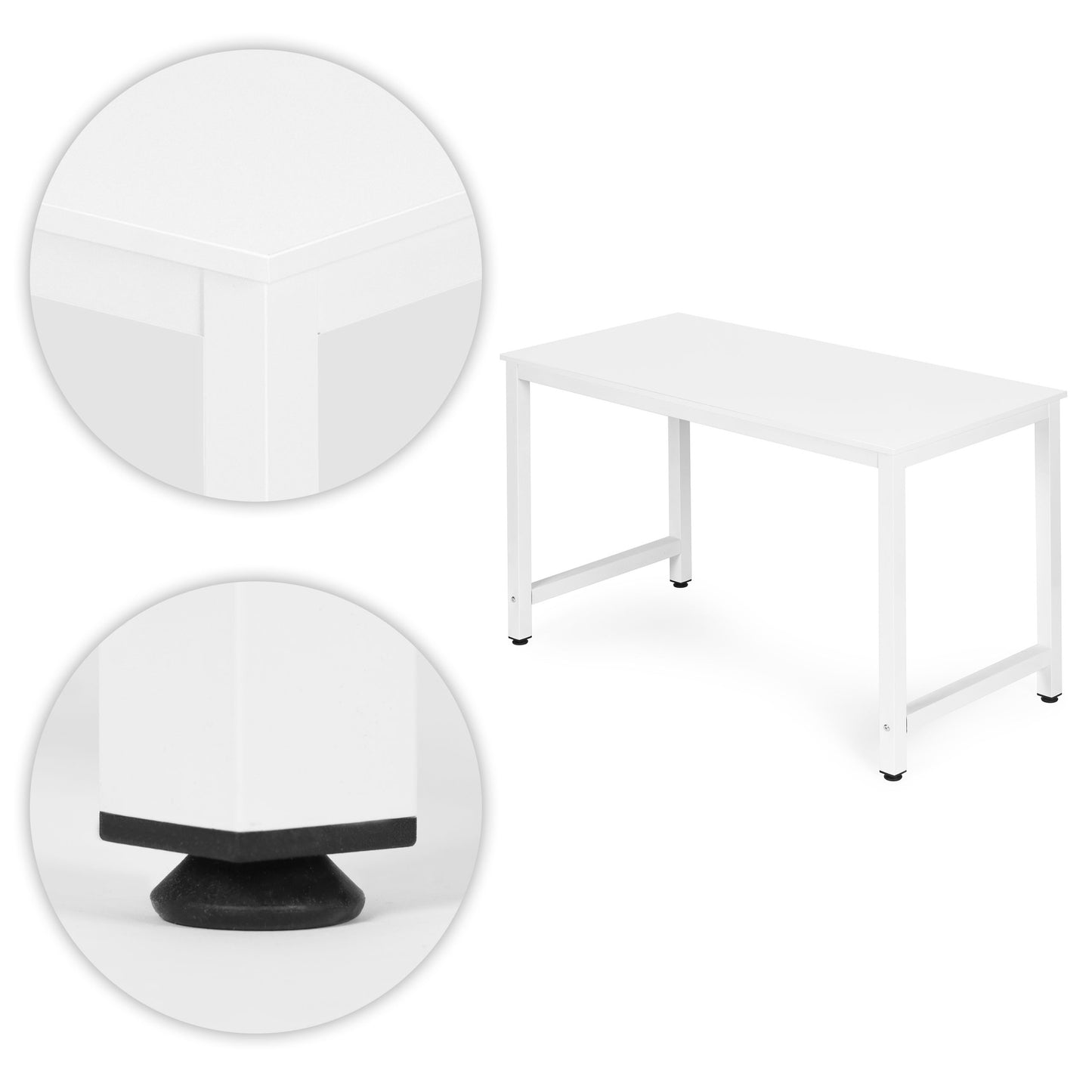 Computer Desk 120x60 cm, White MDF, Metal Frame