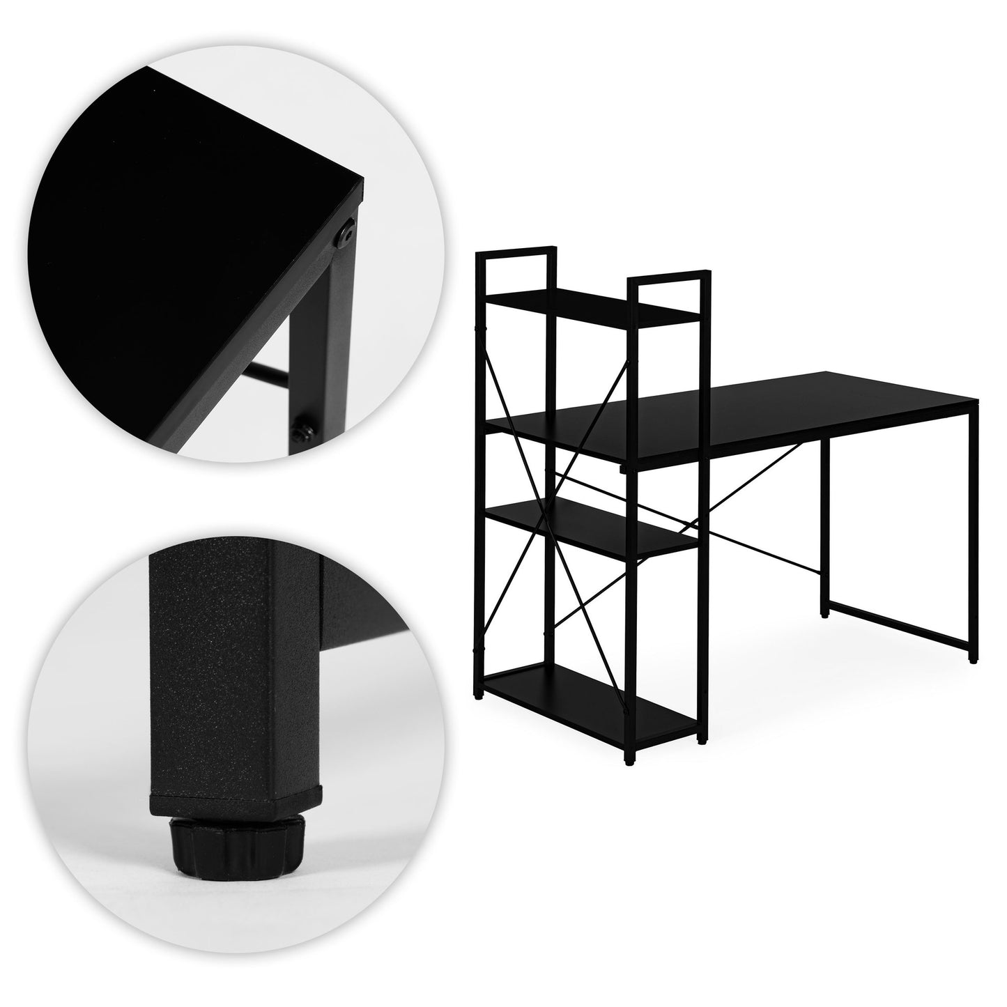 Computer Desk with Shelves, 120x60 cm, Black MDF