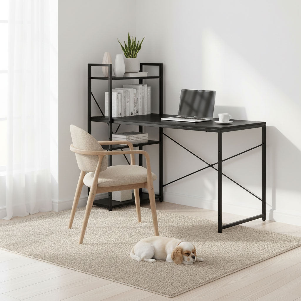 Computer Desk with Shelves, 120x60 cm, Black MDF