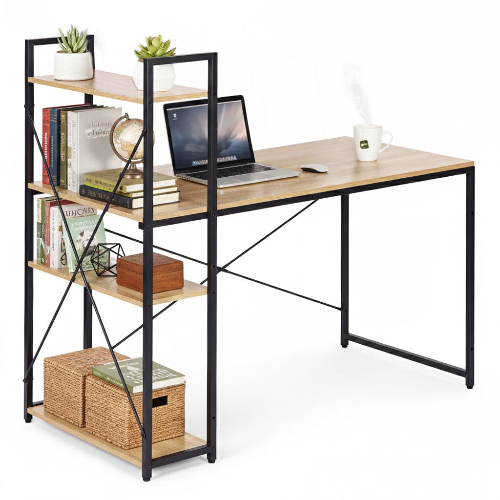 Computer Desk with Shelves, 120x60 cm MDF, Loft Style