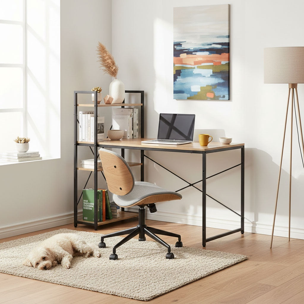 Computer Desk with Shelves, 120x60 cm MDF, Loft Style