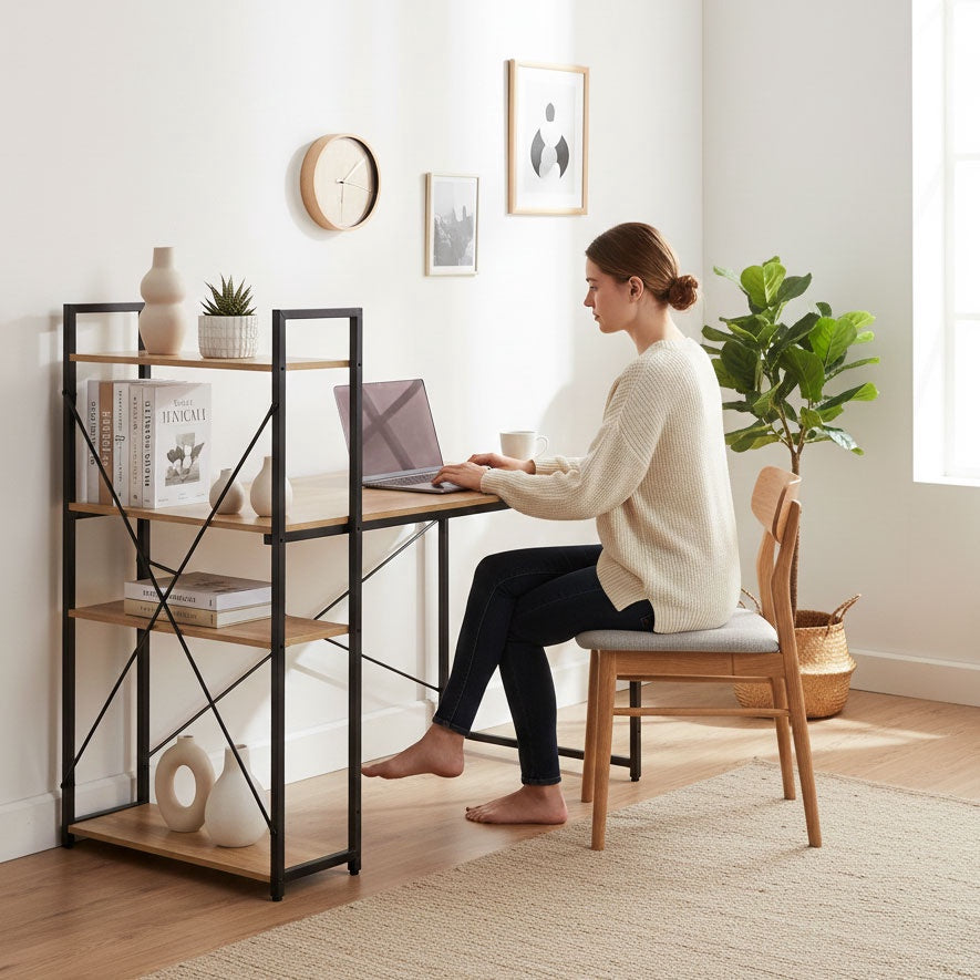 Computer Desk with Shelves, 120x60 cm MDF, Loft Style