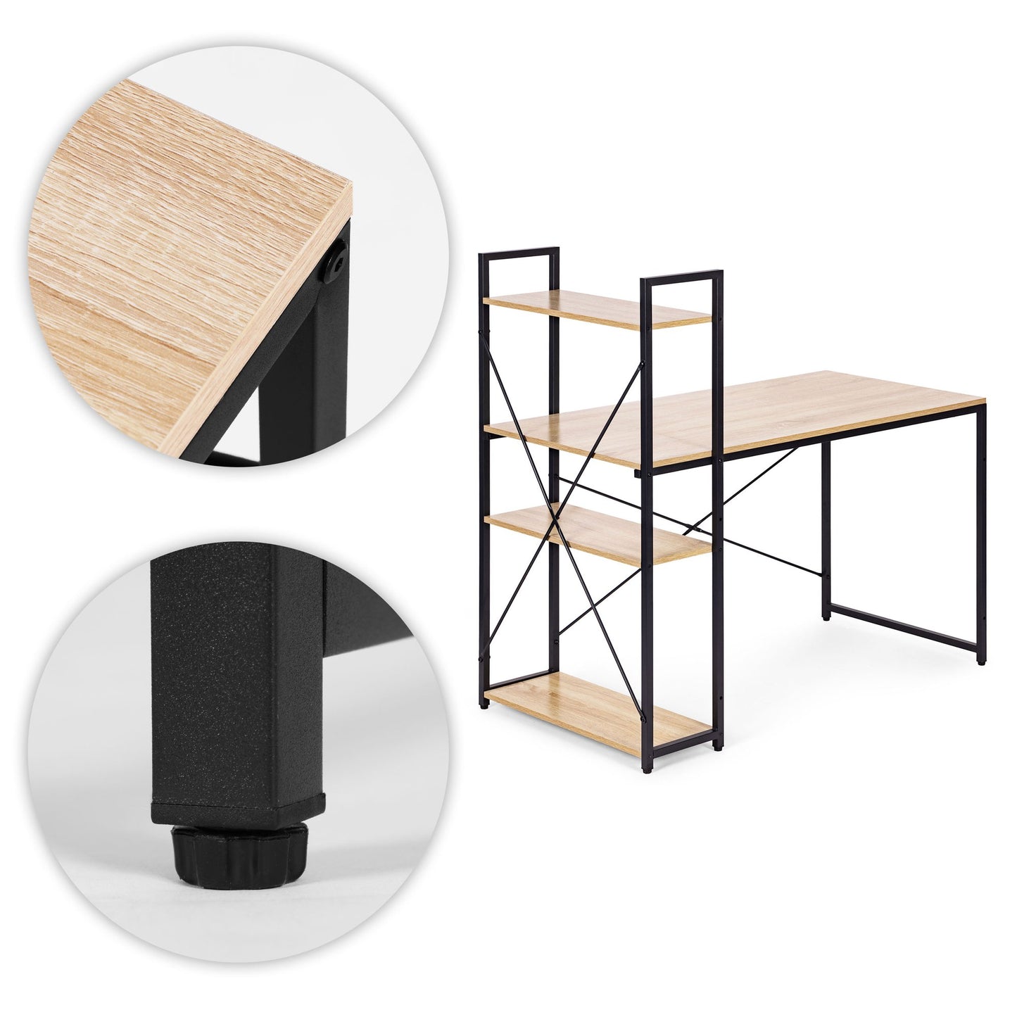 Computer Desk with Shelves, 120x60 cm MDF, Loft Style
