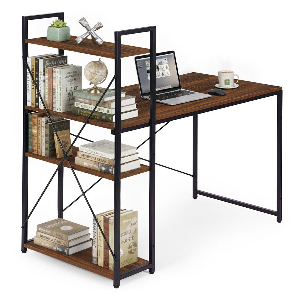 Computer Desk with Shelves, 120x60 cm, MDF & Metal