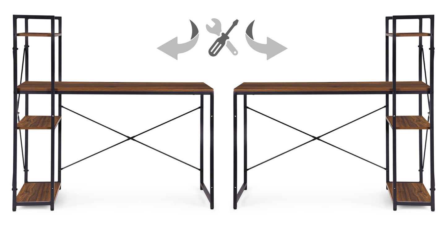 Computer Desk with Shelves, 120x60 cm, MDF & Metal
