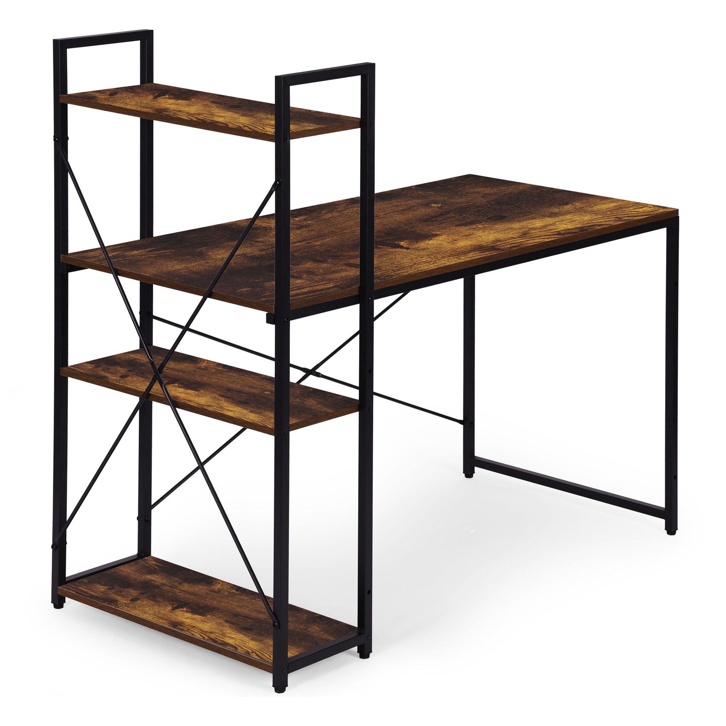 Computer Desk with Shelves, 120x60 cm, MDF & Metal