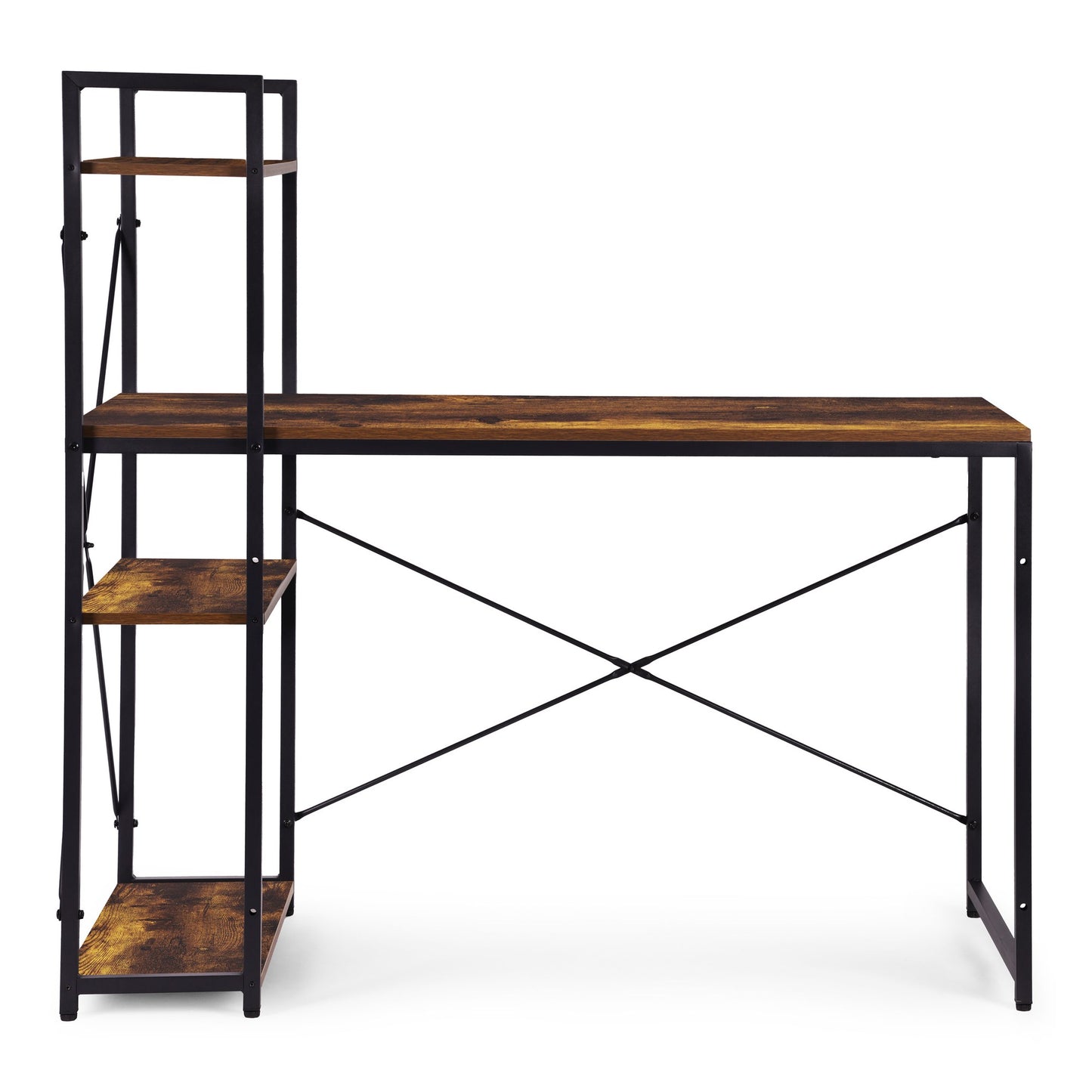 Computer Desk with Shelves, 120x60 cm, MDF & Metal