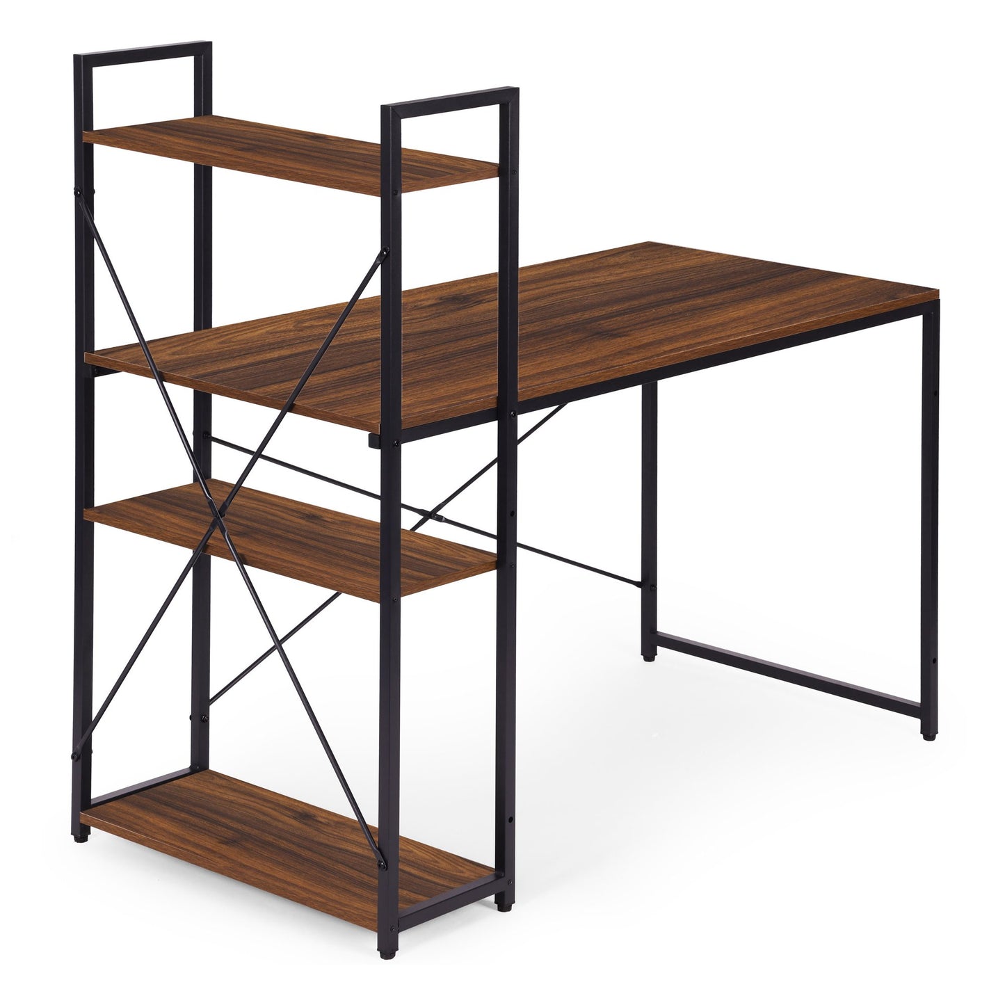 Computer Desk with Shelves, 120x60 cm, MDF & Metal