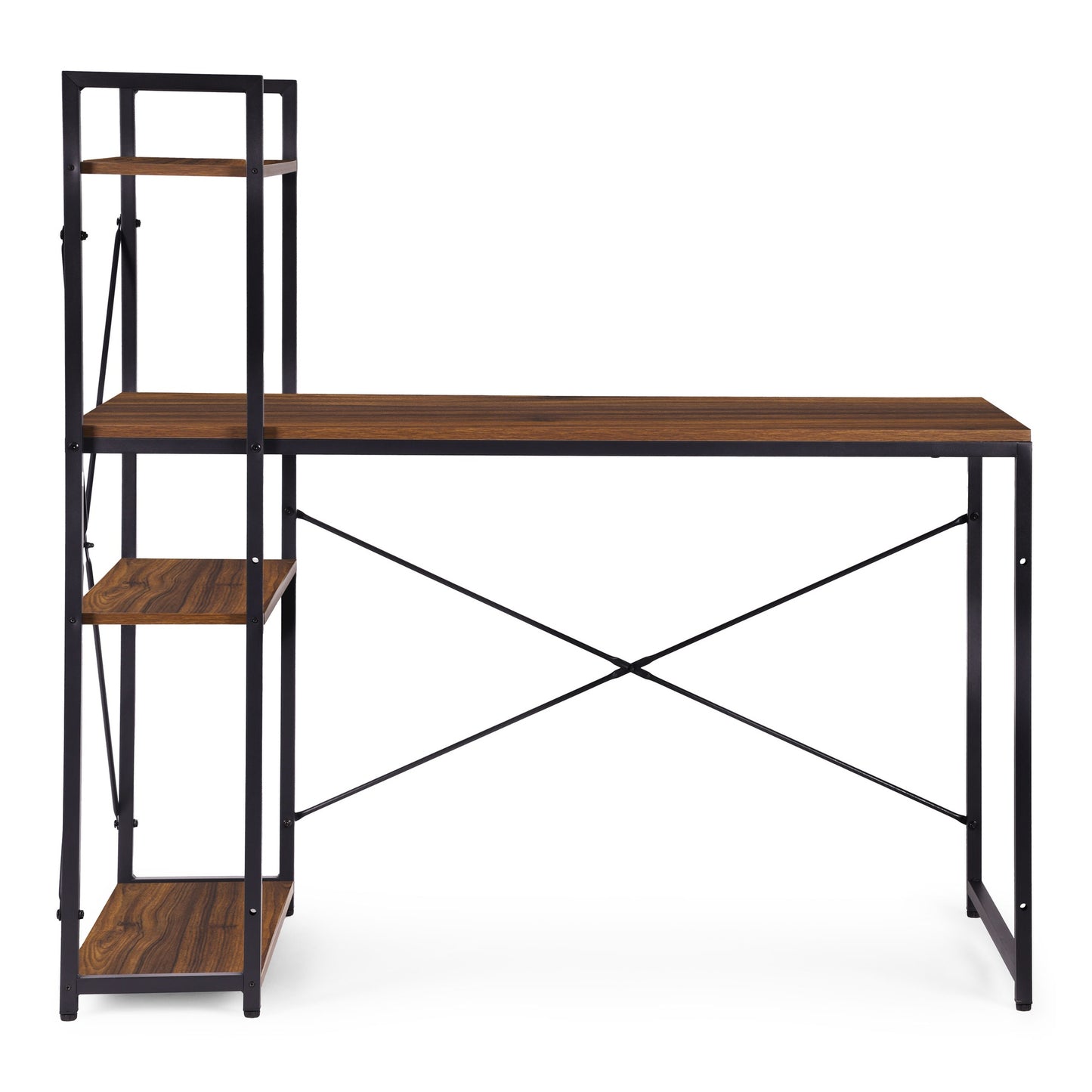 Computer Desk with Shelves, 120x60 cm, MDF & Metal