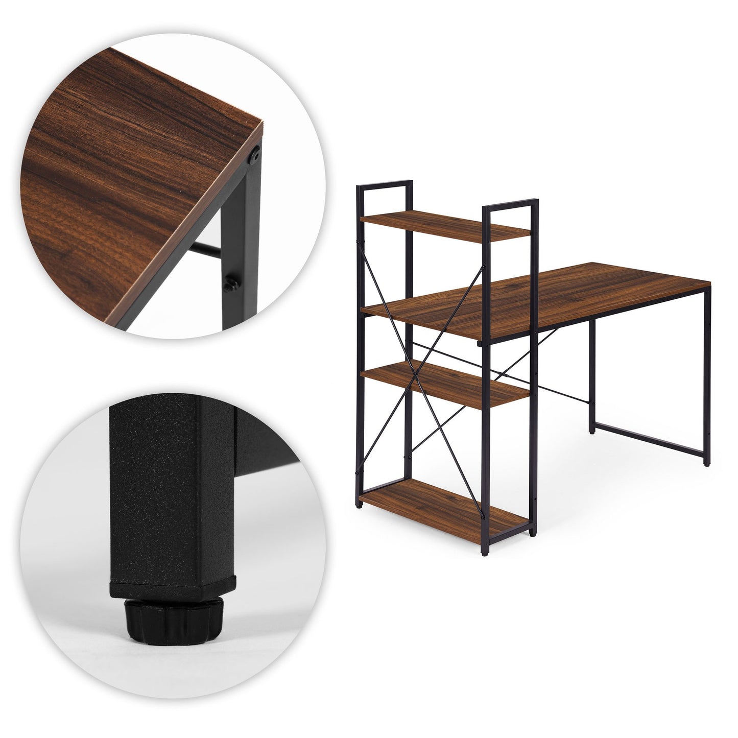 Computer Desk with Shelves, 120x60 cm, MDF & Metal