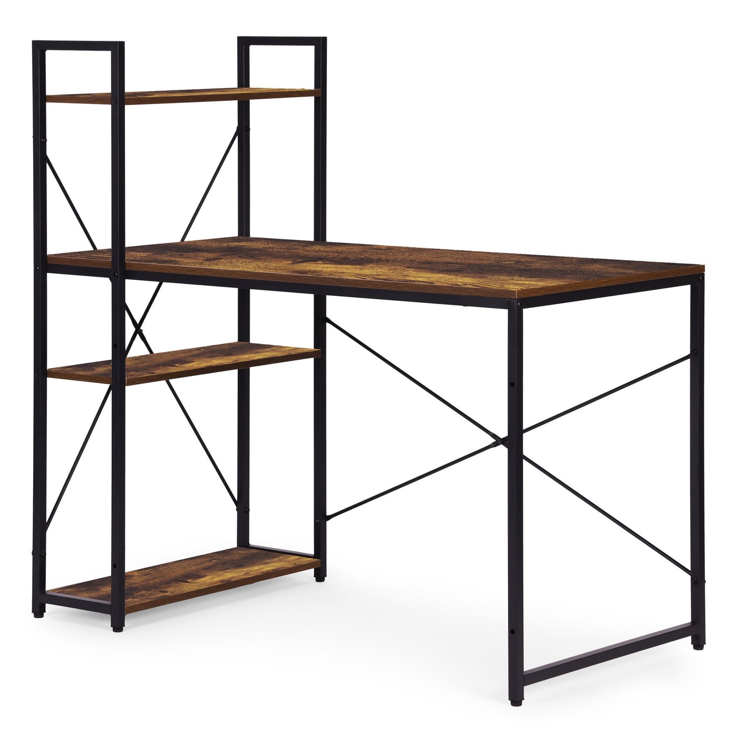 Computer Desk with Shelves, 120x60 cm, MDF & Metal