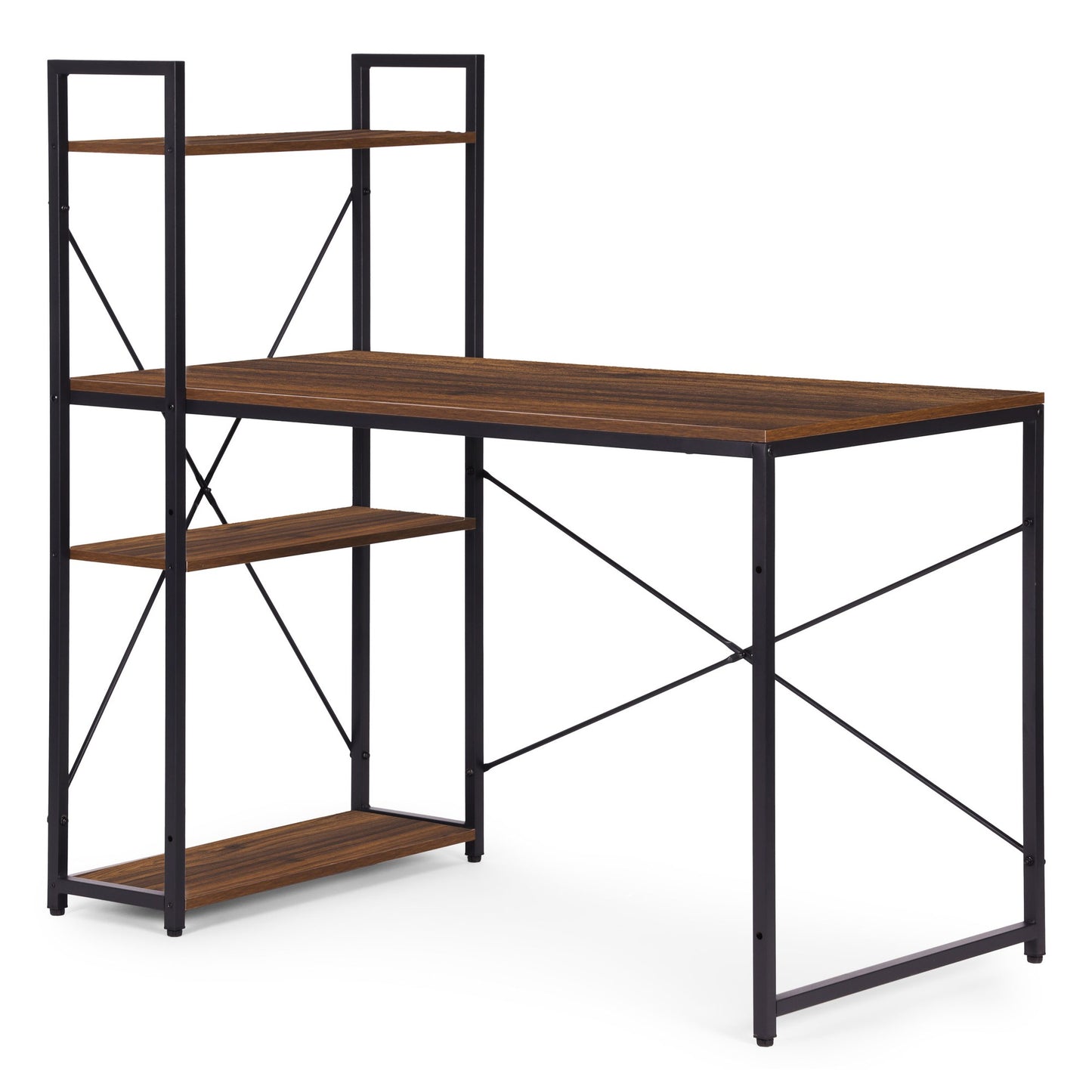 Computer Desk with Shelves, 120x60 cm, MDF & Metal