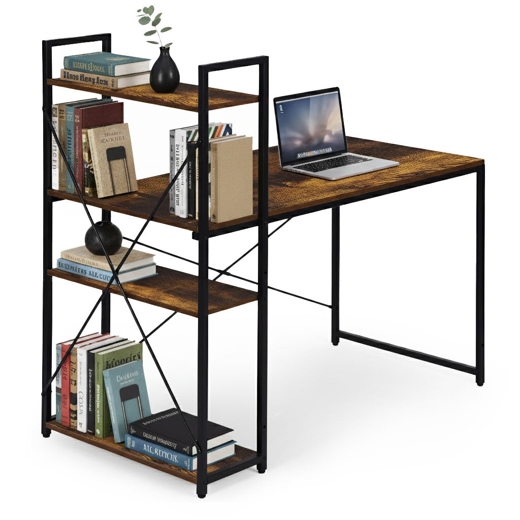 Computer Desk with Shelves, 120x60 cm, MDF & Metal