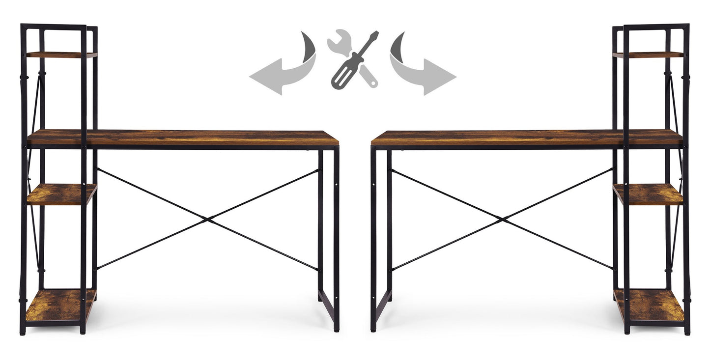 Computer Desk with Shelves, 120x60 cm, MDF & Metal