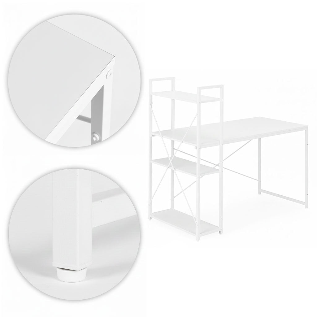 Computer Desk with Shelves, 120x60 cm, White MDF
