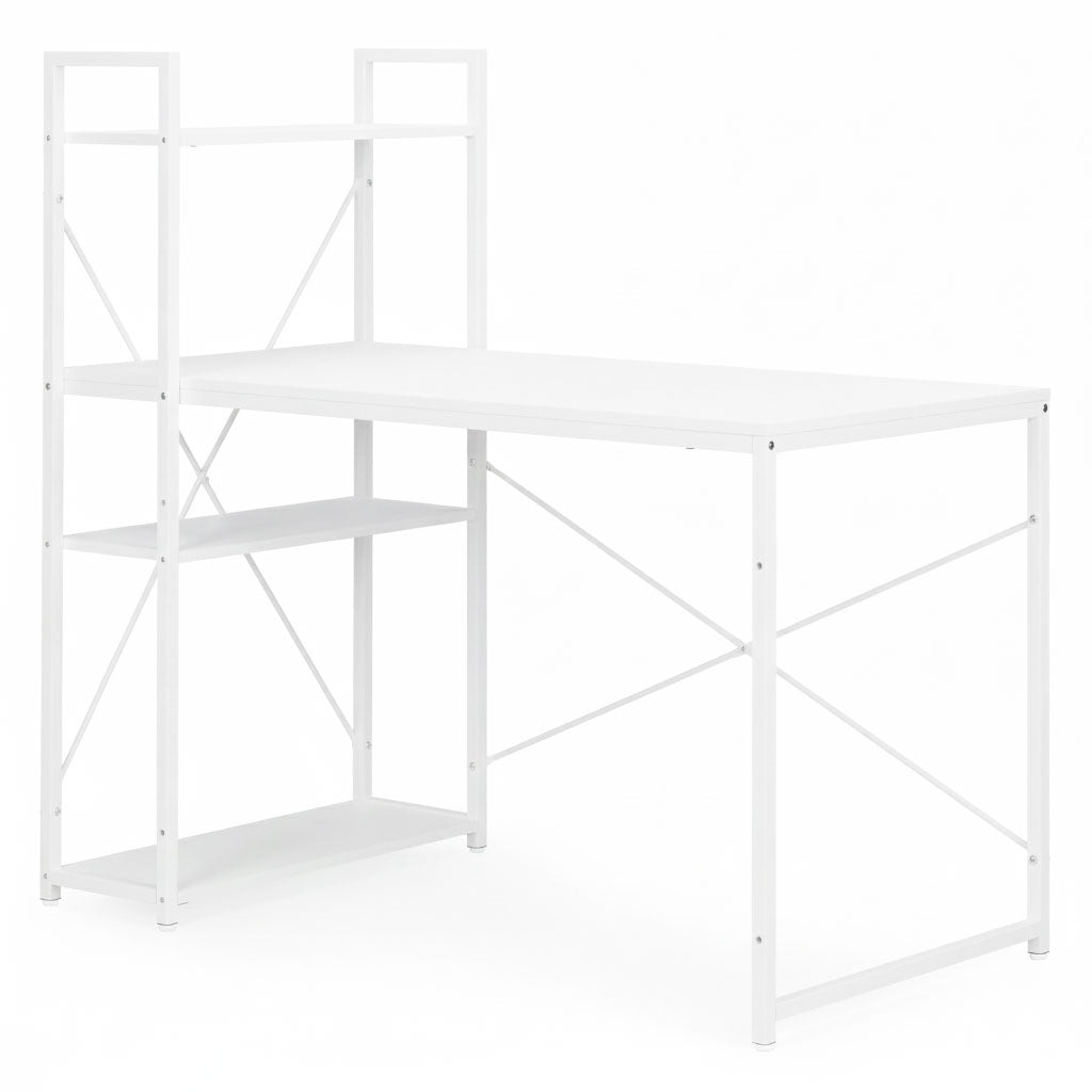 Computer Desk with Shelves, 120x60 cm, White MDF