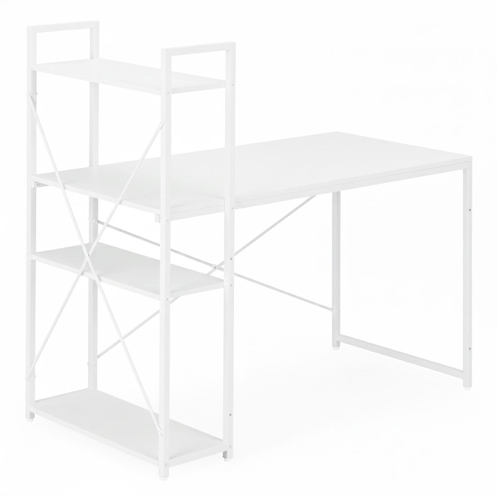 Computer Desk with Shelves, 120x60 cm, White MDF