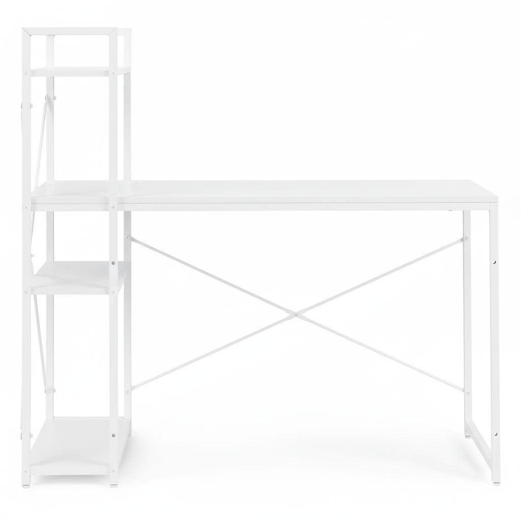 Computer Desk with Shelves, 120x60 cm, White MDF