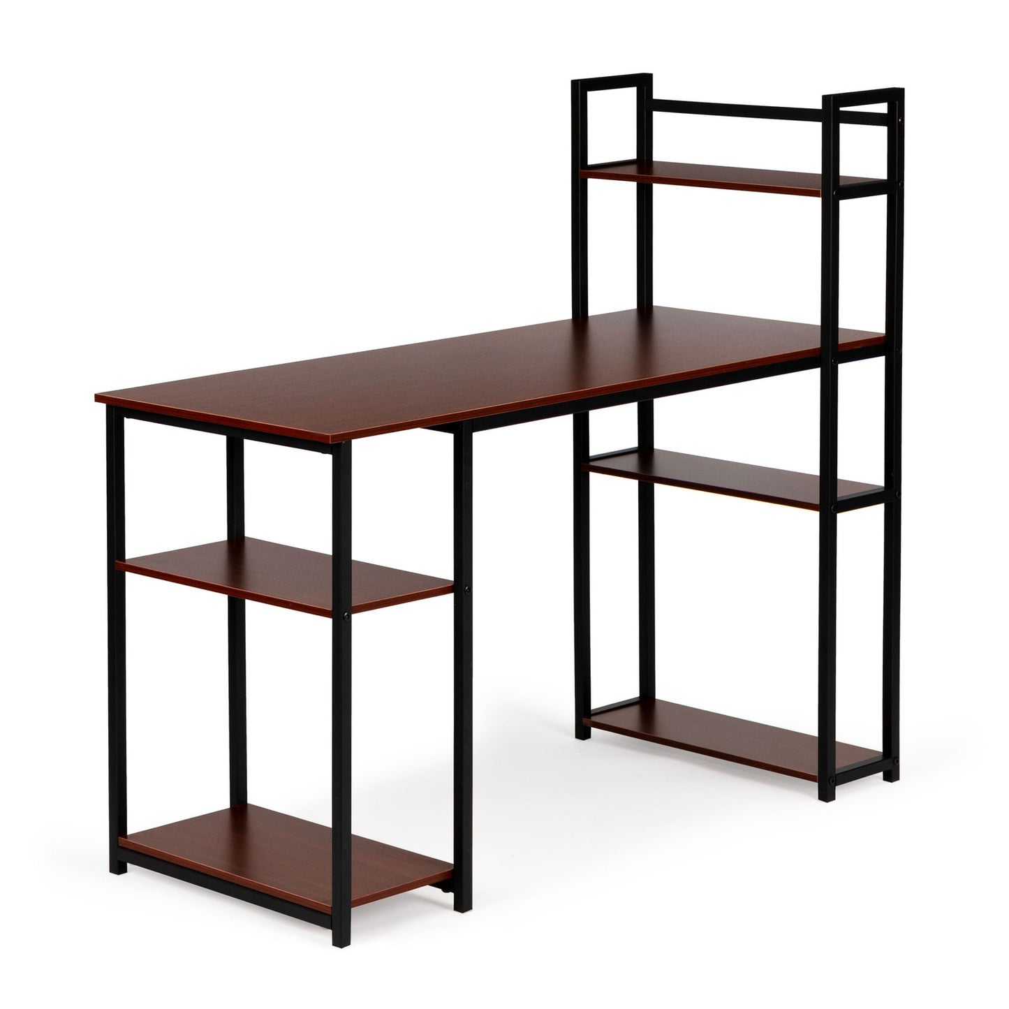 Computer desk loft table shelves light oak DARK BRONZE
