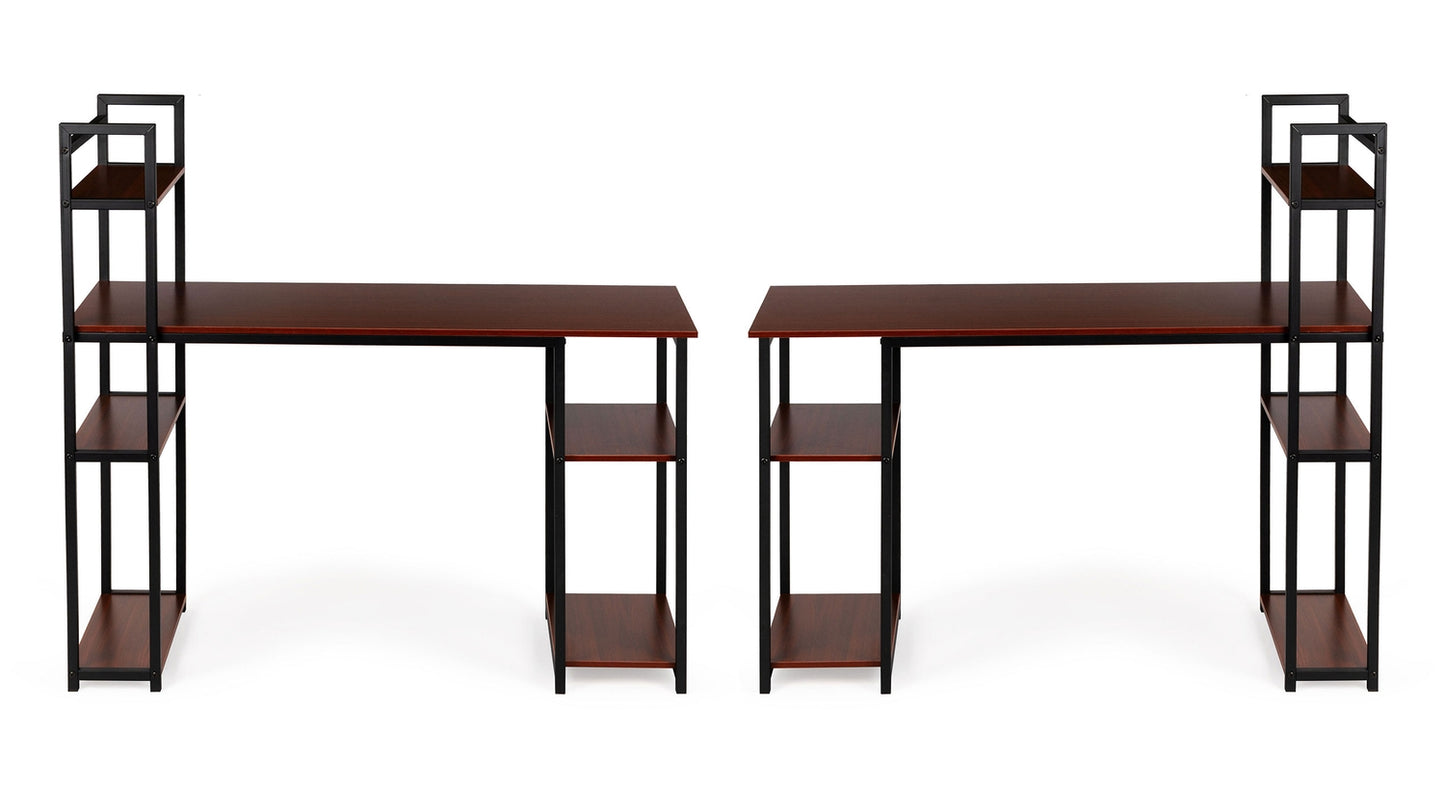 Computer desk loft table shelves light oak DARK BRONZE
