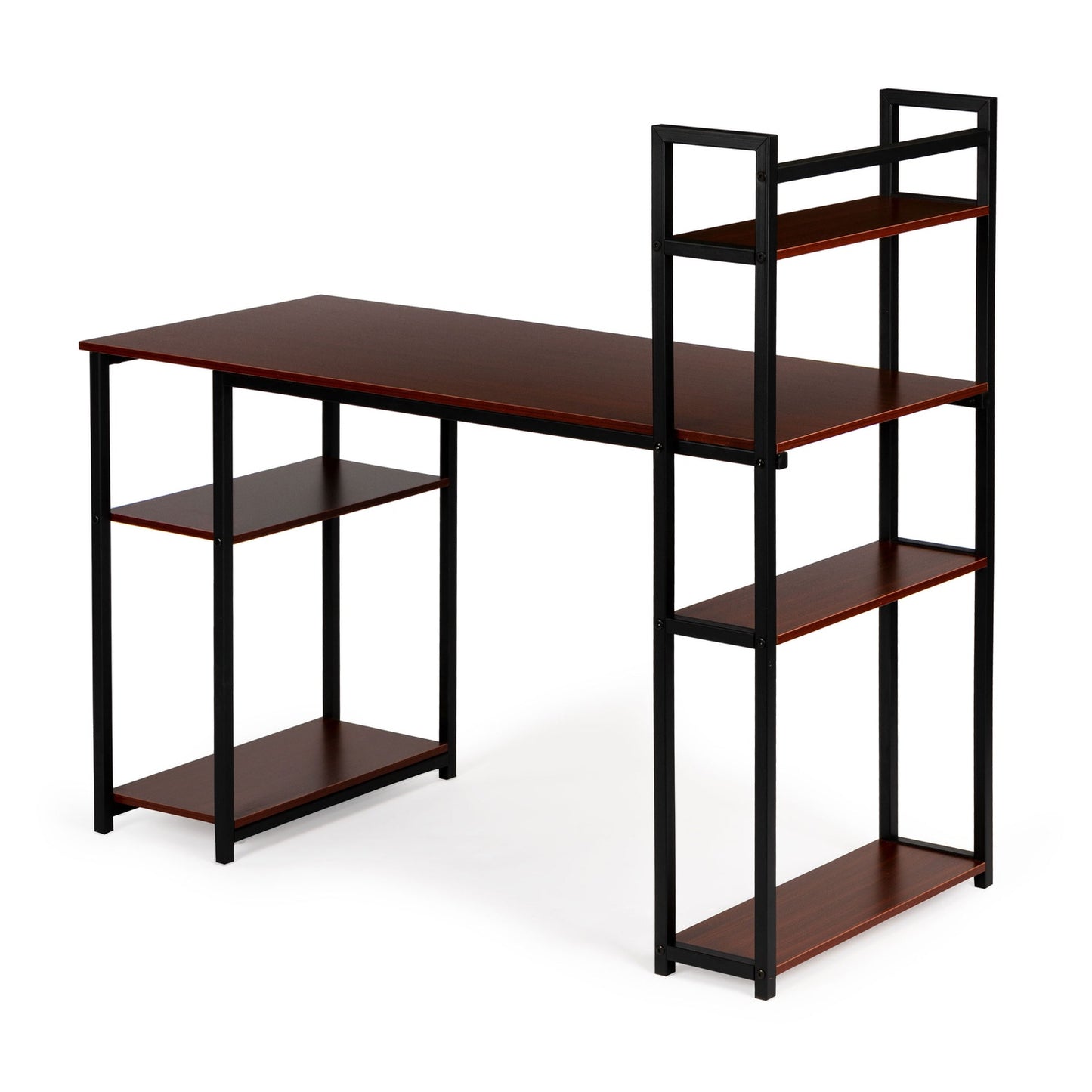 Computer desk loft table shelves light oak DARK BRONZE