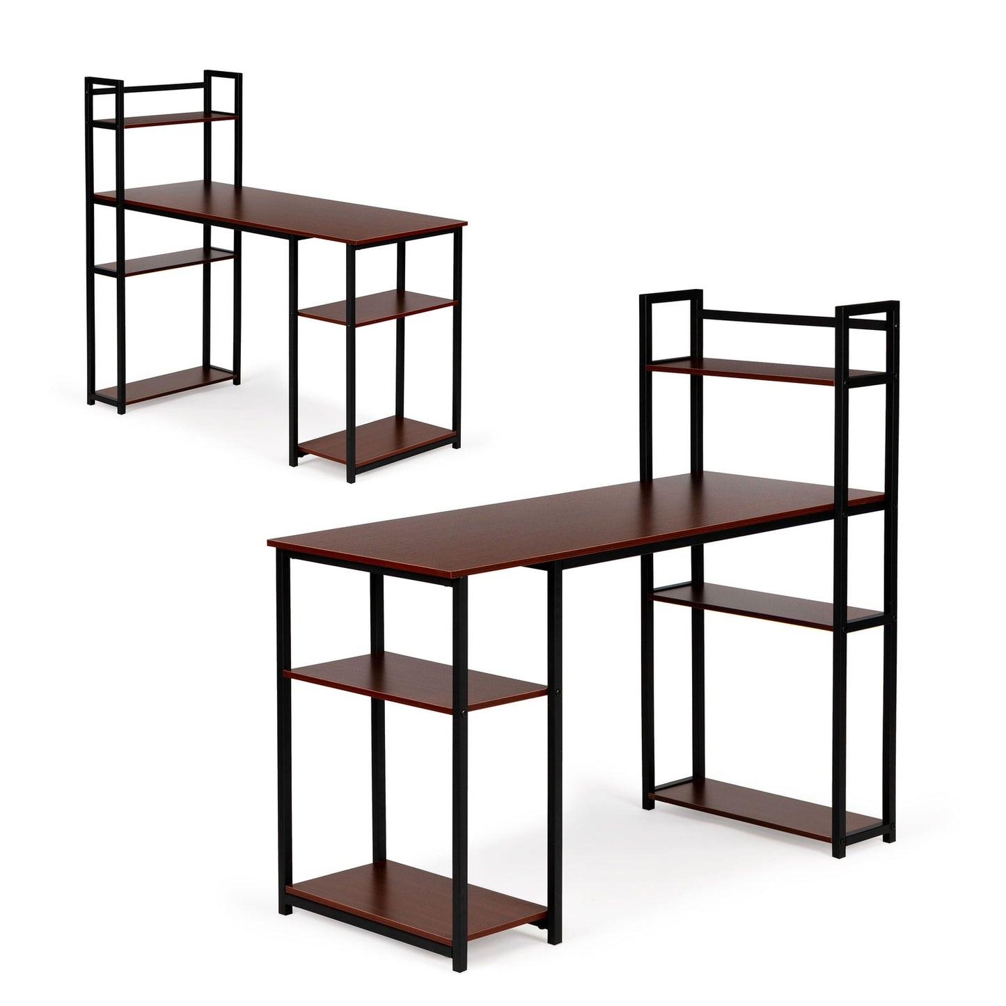 Computer desk loft table shelves light oak DARK BRONZE