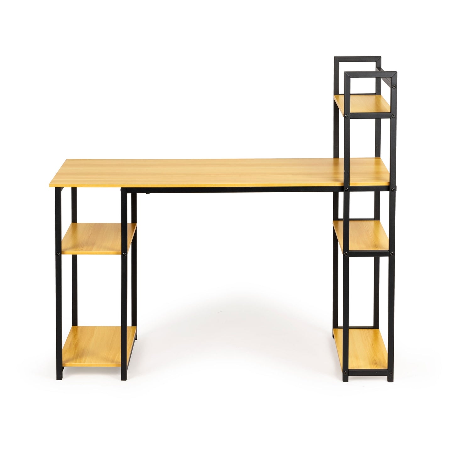 Computer desk loft table shelves light oak