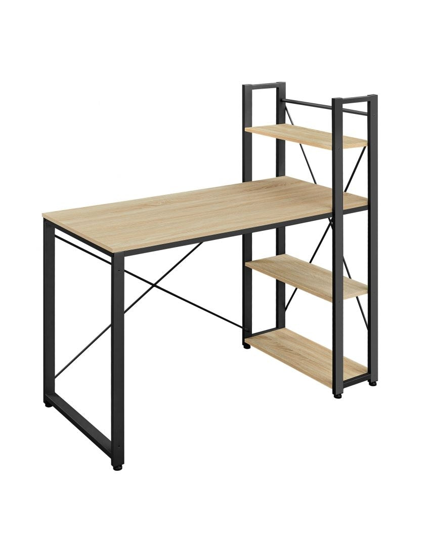 Computer desk with shelves, adjustable legs, oak Sonoma