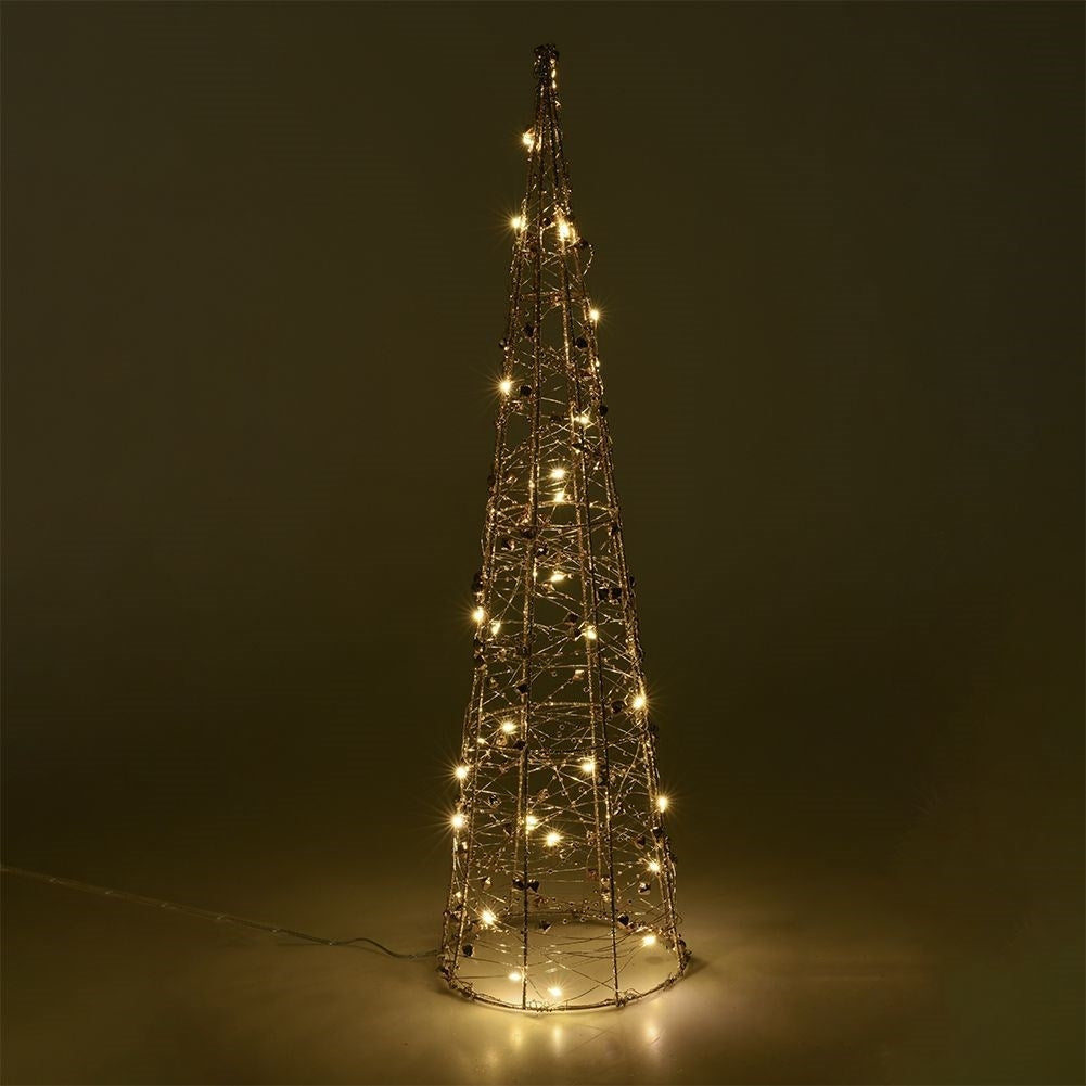 Cone-shaped Christmas tree, 60 cm, 30 LED lights, gold decorations