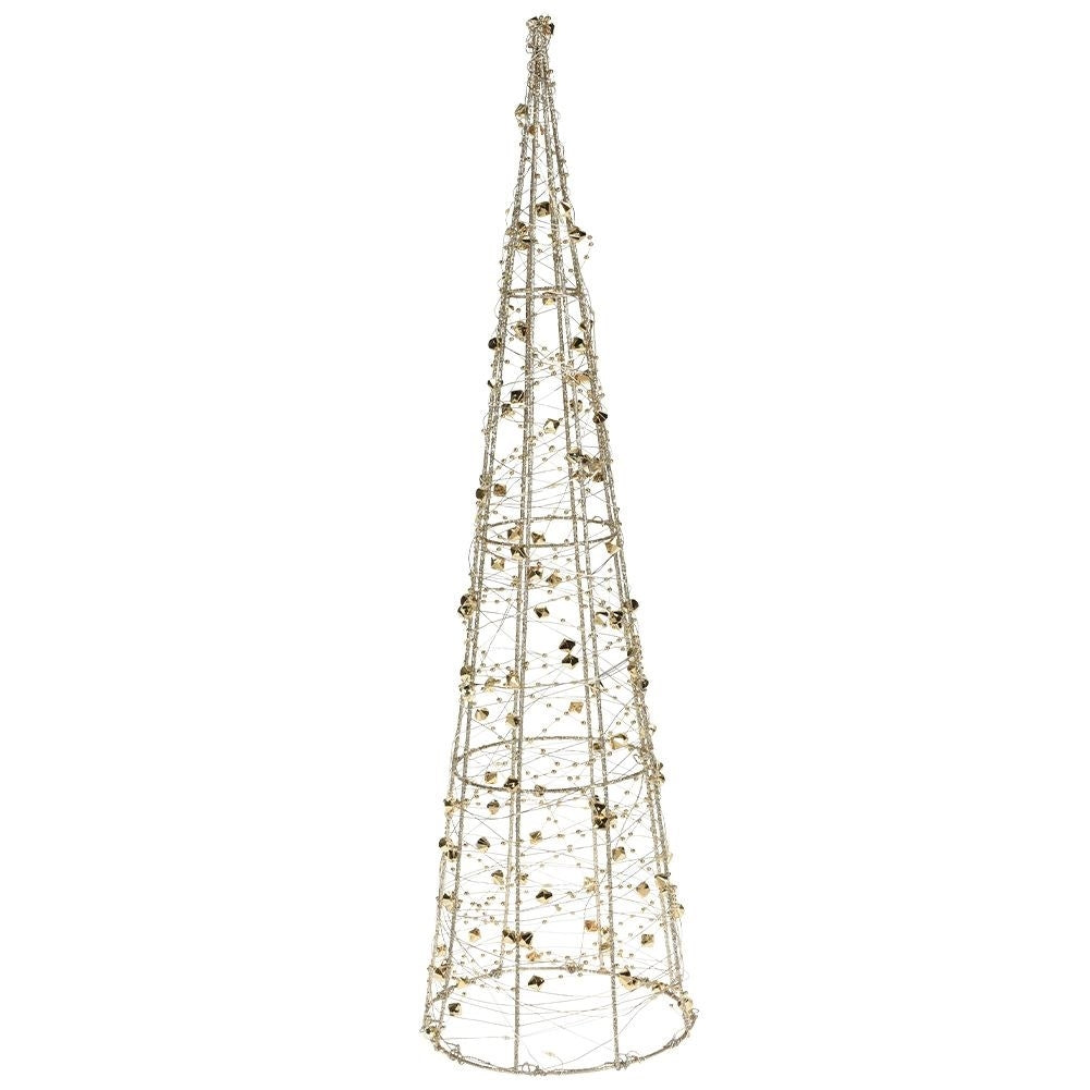 Cone-shaped Christmas tree, 60 cm, 30 LED lights, gold decorations